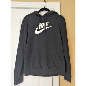 Nike Black Pullover Hoodie- Black With White Logo